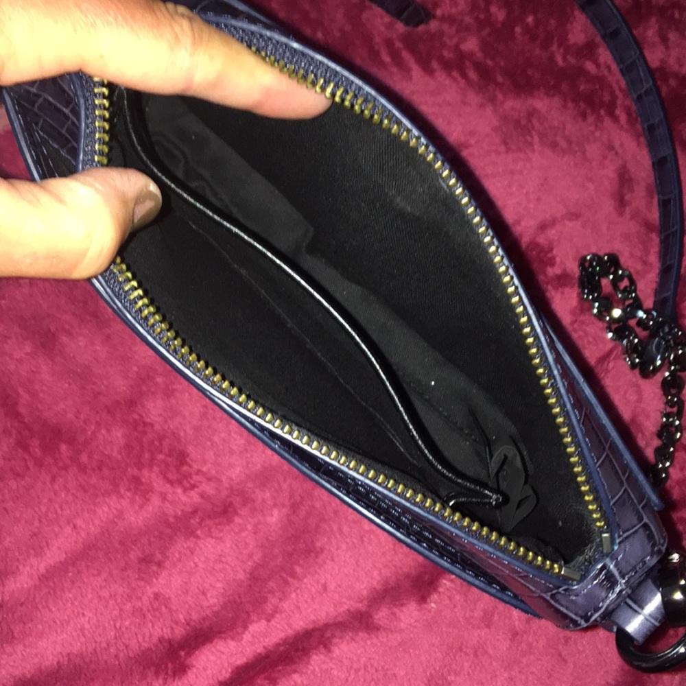 Rebecca Minkoff gray blue exotic Croc embossed Mini Mac crossbody - Picture 8 of 13